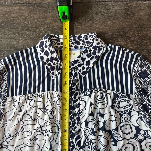 Blue and white floral print blouse - Picture 4 of 8